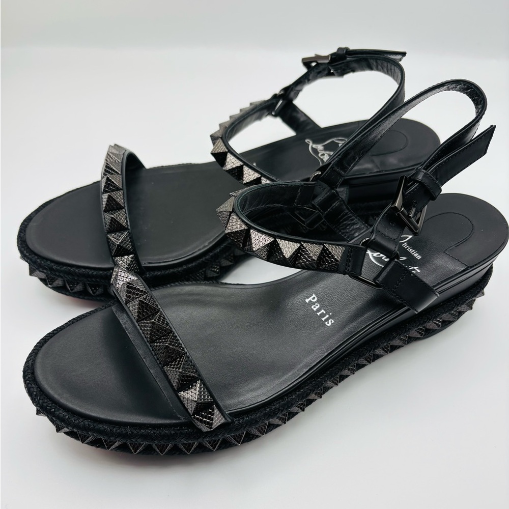 Christian Louboutin Black Studded Women's Sandals - Picture 2 of 5